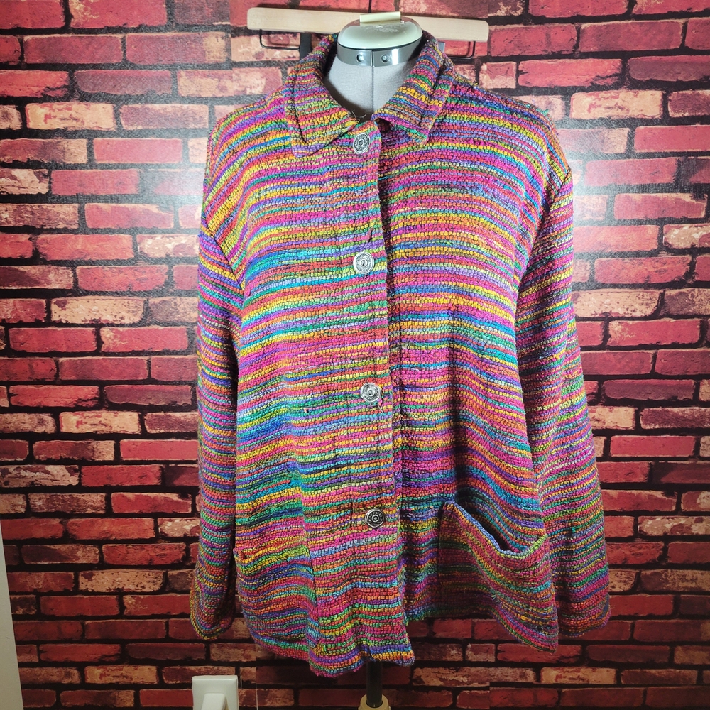 Multicolor Striped Button-Up Jacket